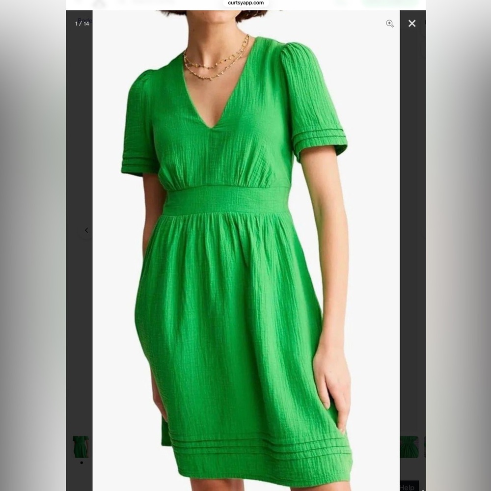 Boden Eve double cloth green short dress